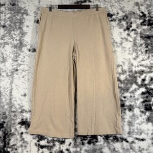 J Jill Organically Grown Cotton Pants Womens Size PL Cropped Wide Leg Dull Peach